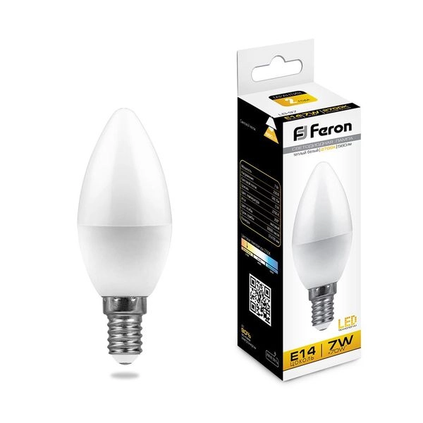 Лампа светодиод. LED   7W 2700К 560Лм Е14 50т.ч. C35 (100х37) (аналог 70W) свеча LB-97 IC 25475 Лампа светодиод. LED   7W 2700К 560Лм Е14 50т.ч. C35 (100х37) (аналог 70W) свеча LB-97 IC 25475 в каталоге ЮгКабель