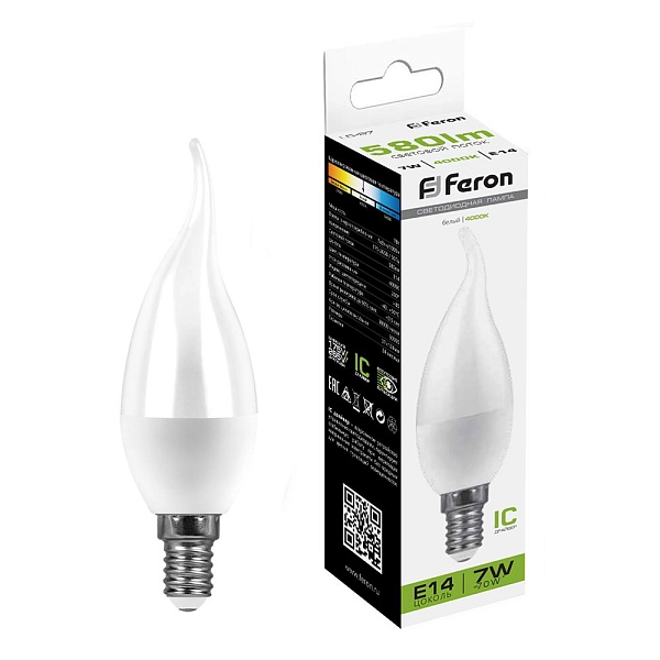 лампа светодиод. led   7w 4000к 580лм е14 30т.ч. c35 (124х37) (аналог 70w) свеча на ветру lb-97 ic 25761 в Краснодаре - купить по низким ценам Лампа светодиод. LED   7W 4000К 580Лм Е14 30т.ч. C35 (124х37) (аналог 70W) свеча на ветру LB-97 IC 25761 - купить по низкой цене в Краснодаре | ЮгКабель в каталоге ЮгКабель