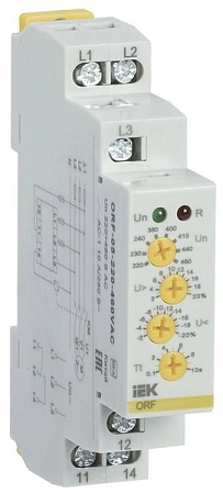 Реле контроля 3-ф напряжения ORF05 220-460В U, 0,1-10с, асимметрия 8% ORF-05-220-460VAC